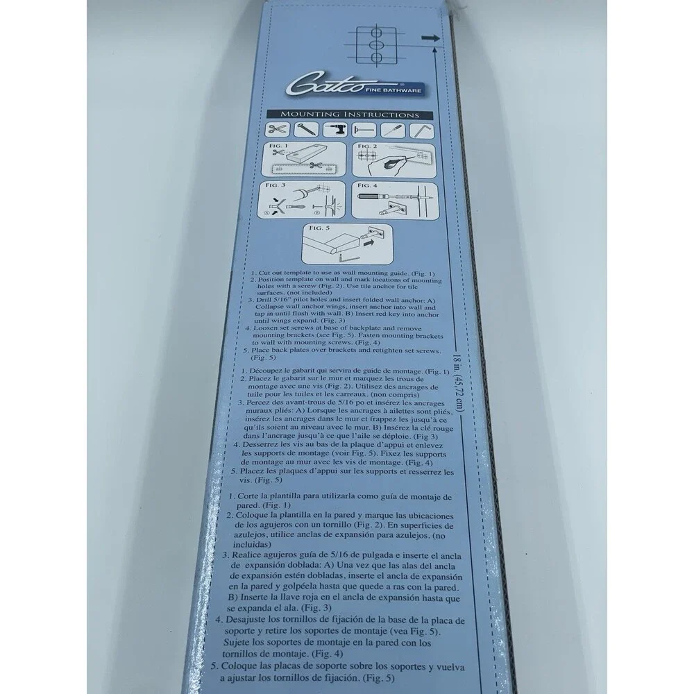GATCO Bleu 18-inch Chrome Wall Mounted Towel Bar Model #4711 New in Box